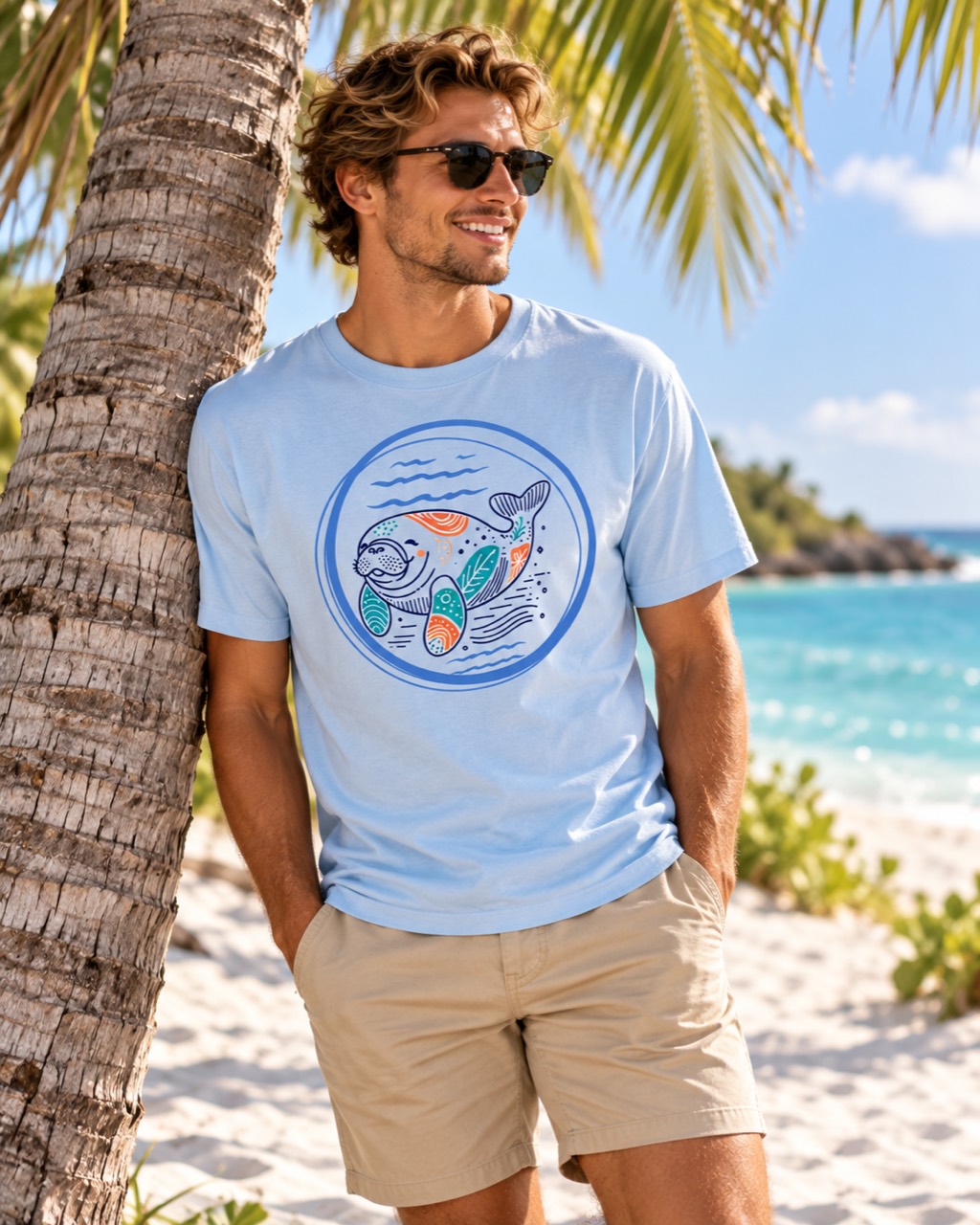 Frickin Breezy blue shirt apparel mockup