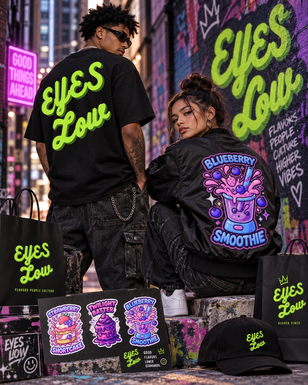 Eyes Low streetwear and merchandise identity system