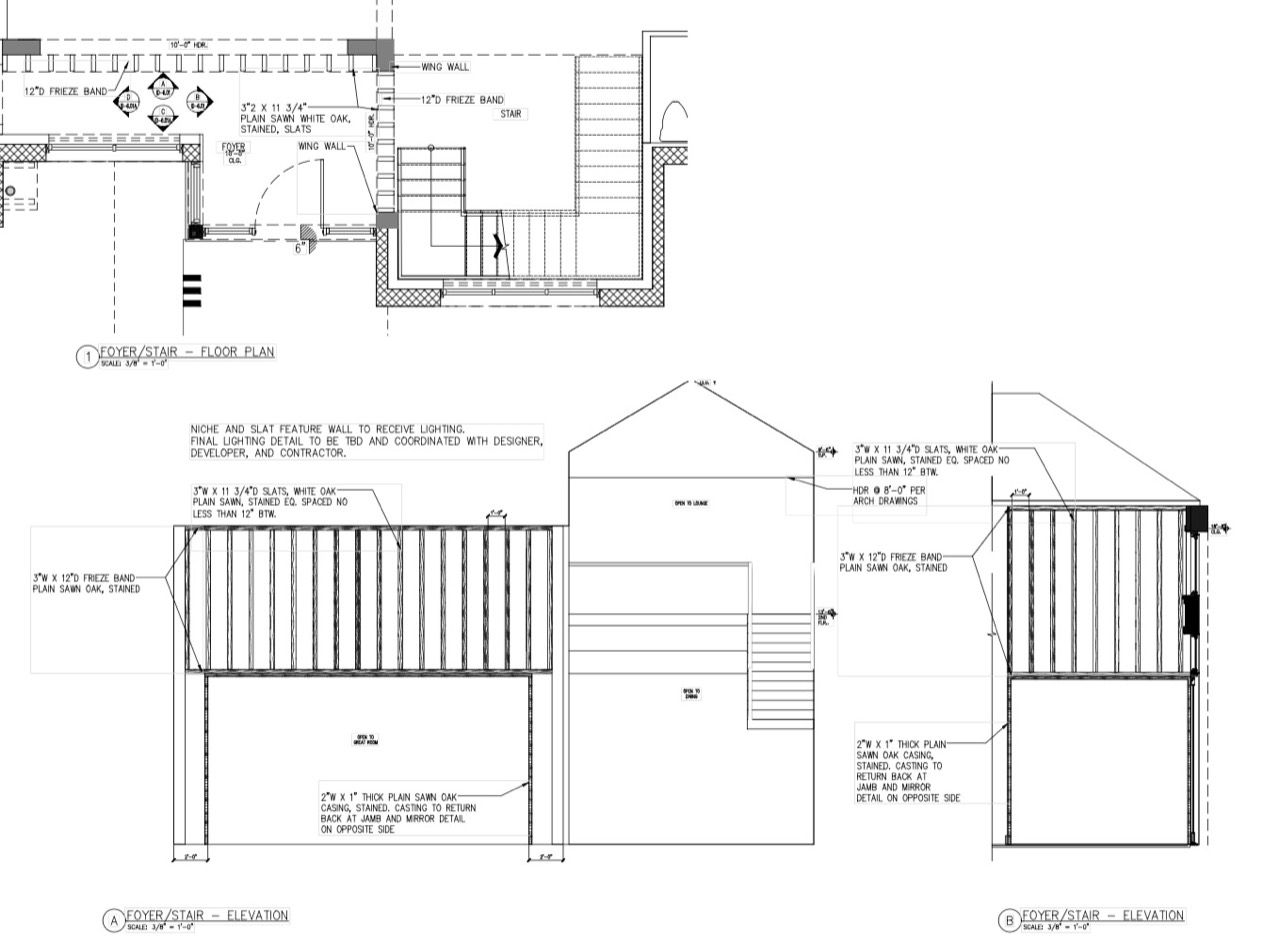 Foyer and stair plan and elevation details