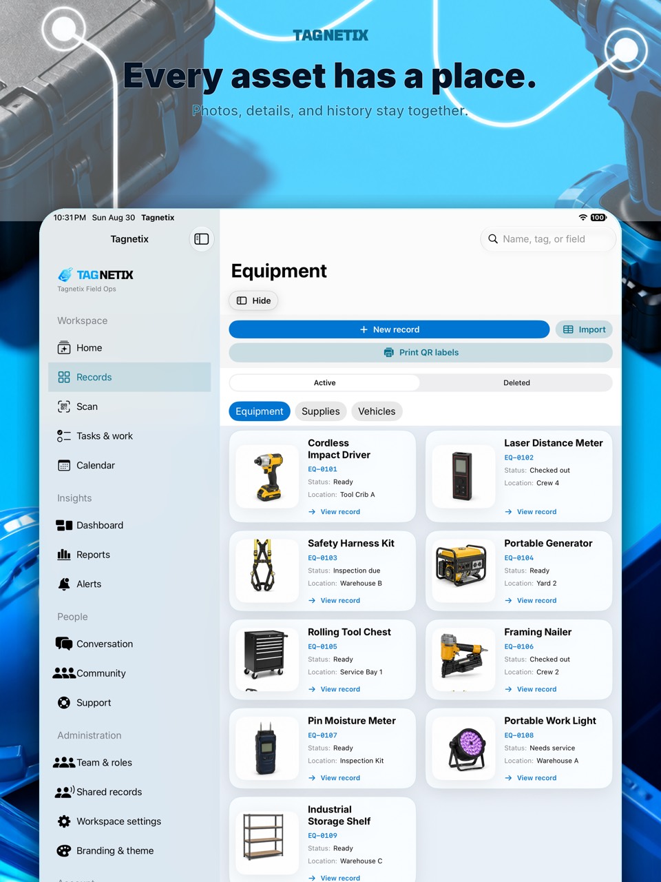 Tagnetix equipment library product campaign