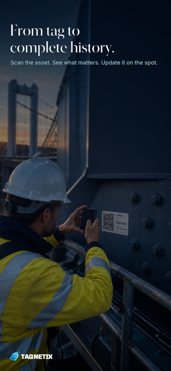 Tagnetix field worker scanning a QR asset label